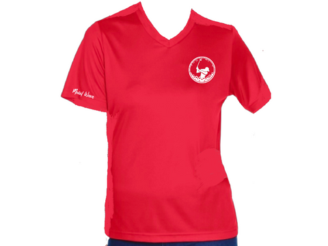 WOMENS RED PERFORMANCE TEE SHIRT